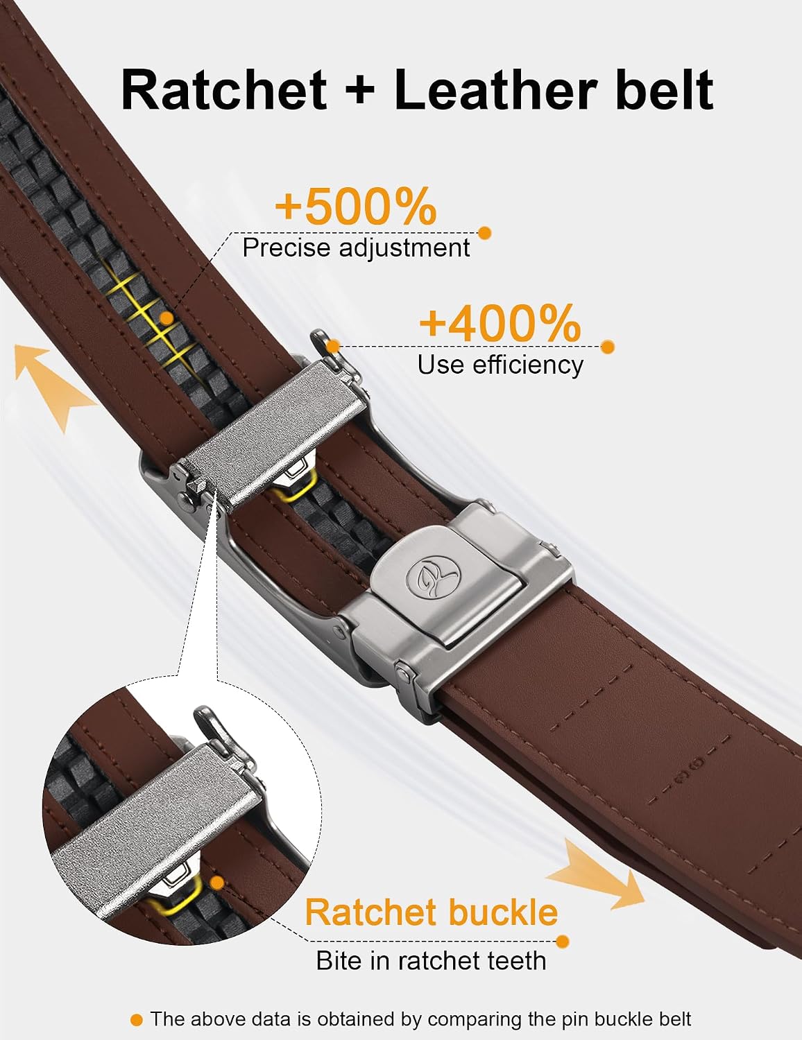 Detalle 2 de JUKMO Herren-Gürtel aus Leder mit 35 mm Ratschen-Automatikschließe