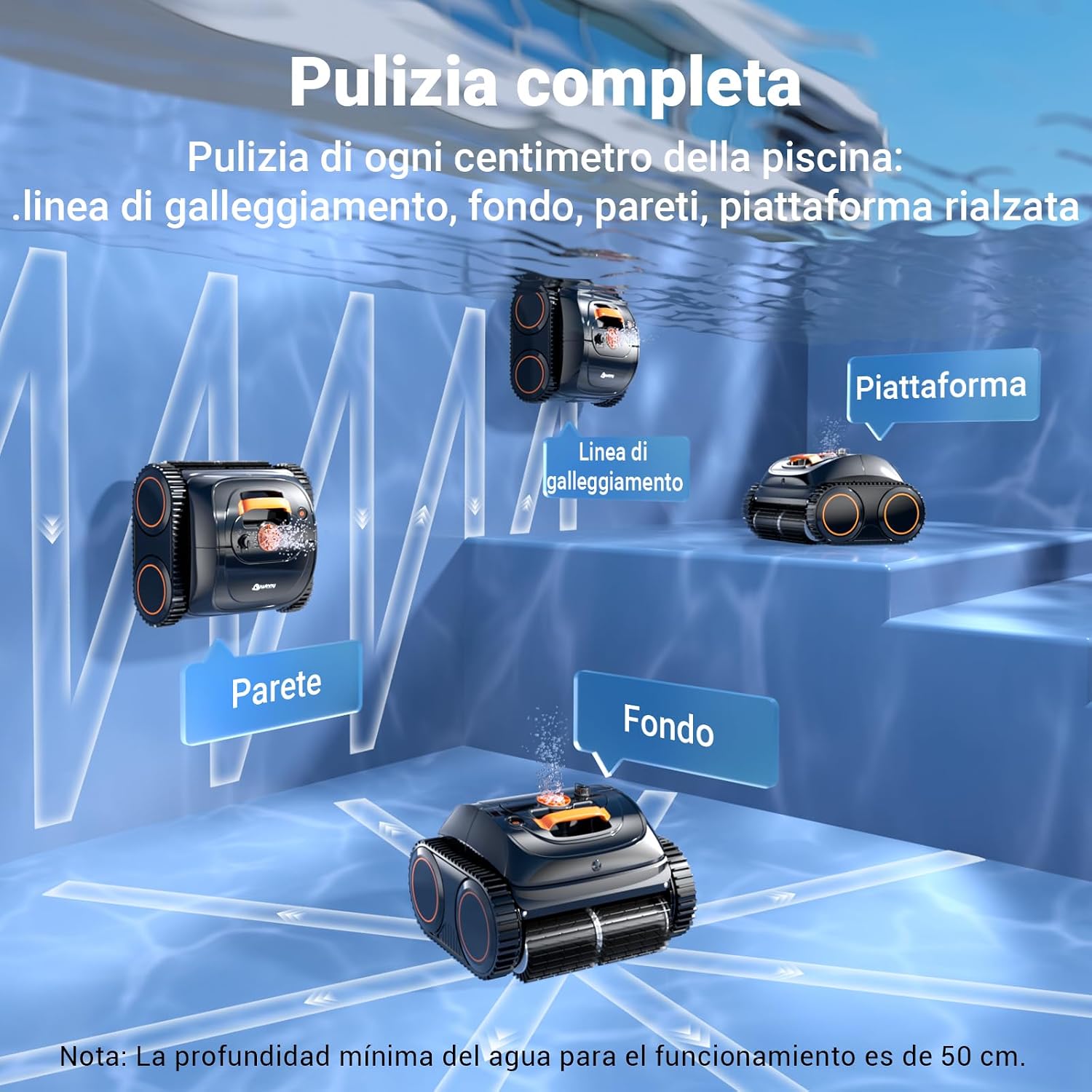 Detalle de Winny C1 Robot Piscina: pulizia intelligente per piscine interrate e fuori terra fino a 150 m²