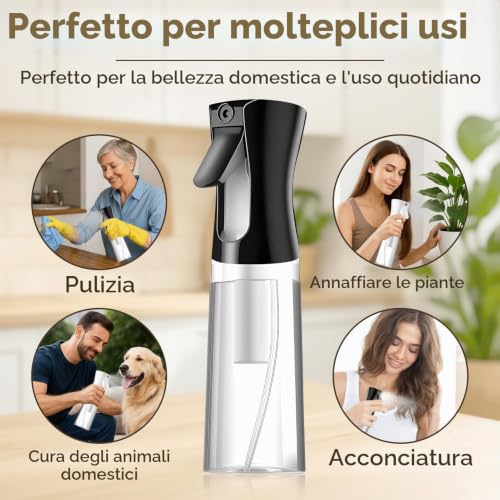 Thumbnail 6 de SALONKEY – 2 flaconi spray continui da 200 ml, nebulizzazione fine e anti-perdita, ricaricabili