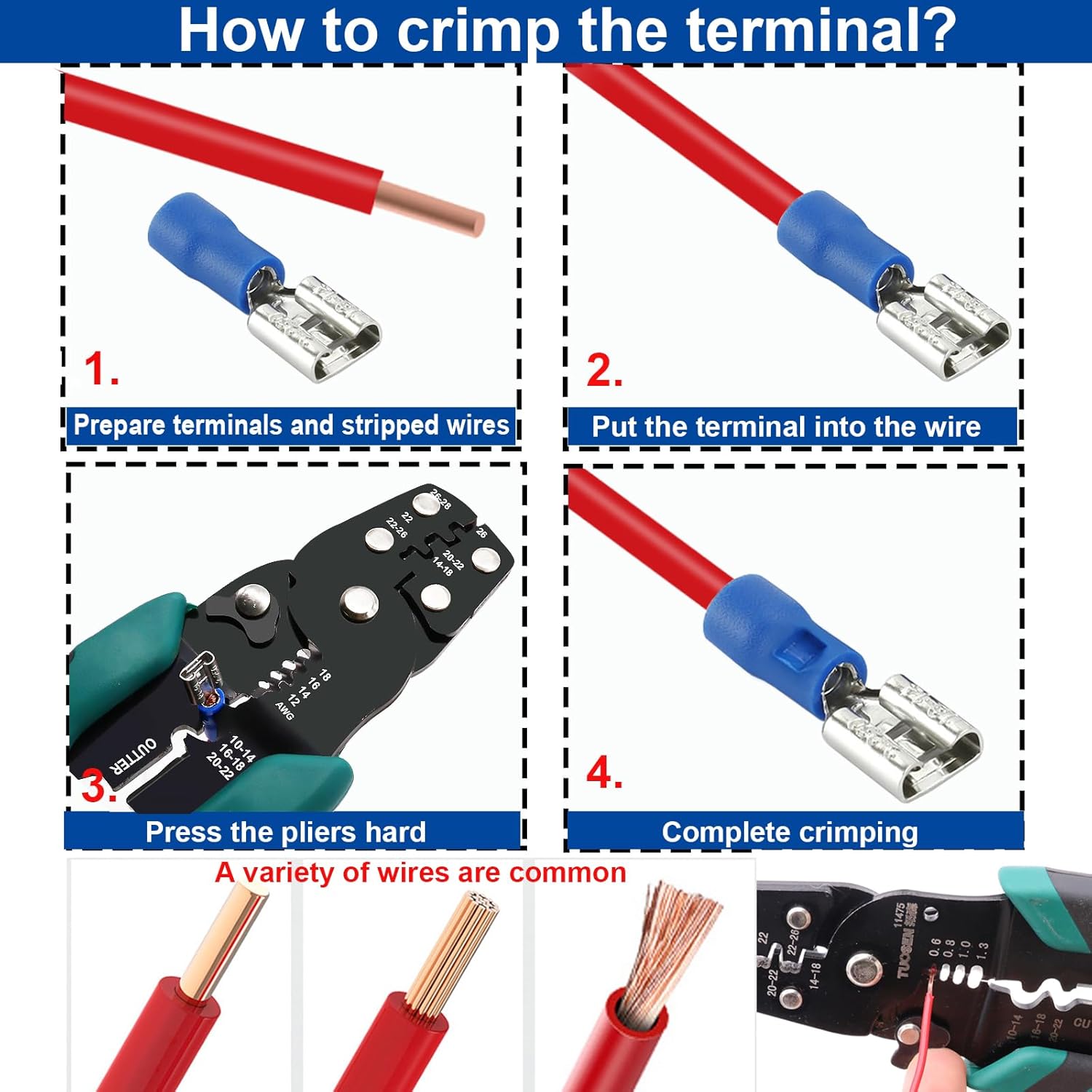 Thumbnail 4 de Tnisesm TN T01 Insulated Wire Crimp Connector Kit, AWG 22–10