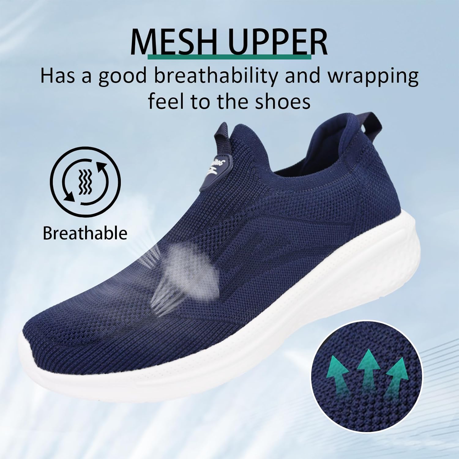 Thumbnail 3 de Giniros Mens Slip On Trainers: Lightweight, Breathable Casual Shoes for Daily Walks and Gym Sessions