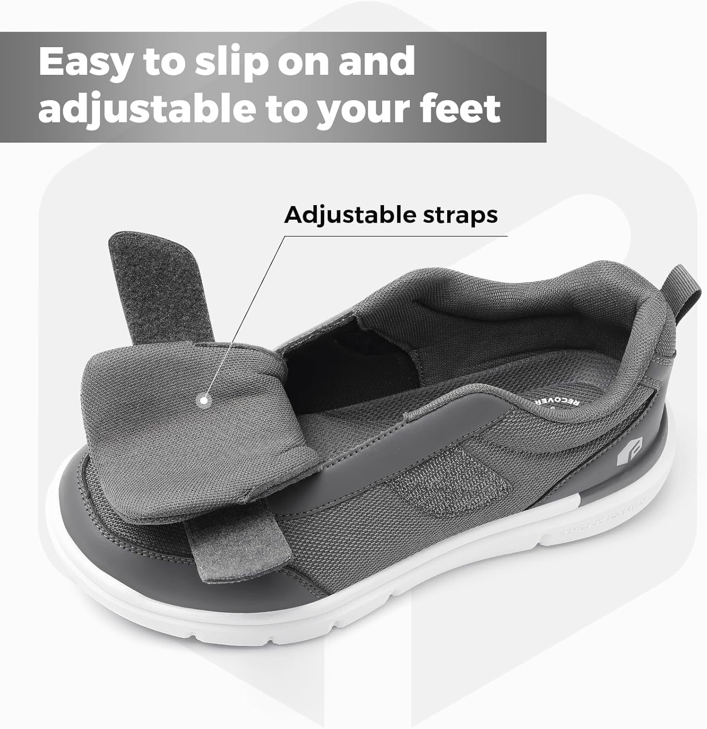 Thumbnail 1 de FitVille Mens Extra Wide Diabetic Shoes with Adjustable Strap (EasyTop StrapEase V4) for Swollen Feet