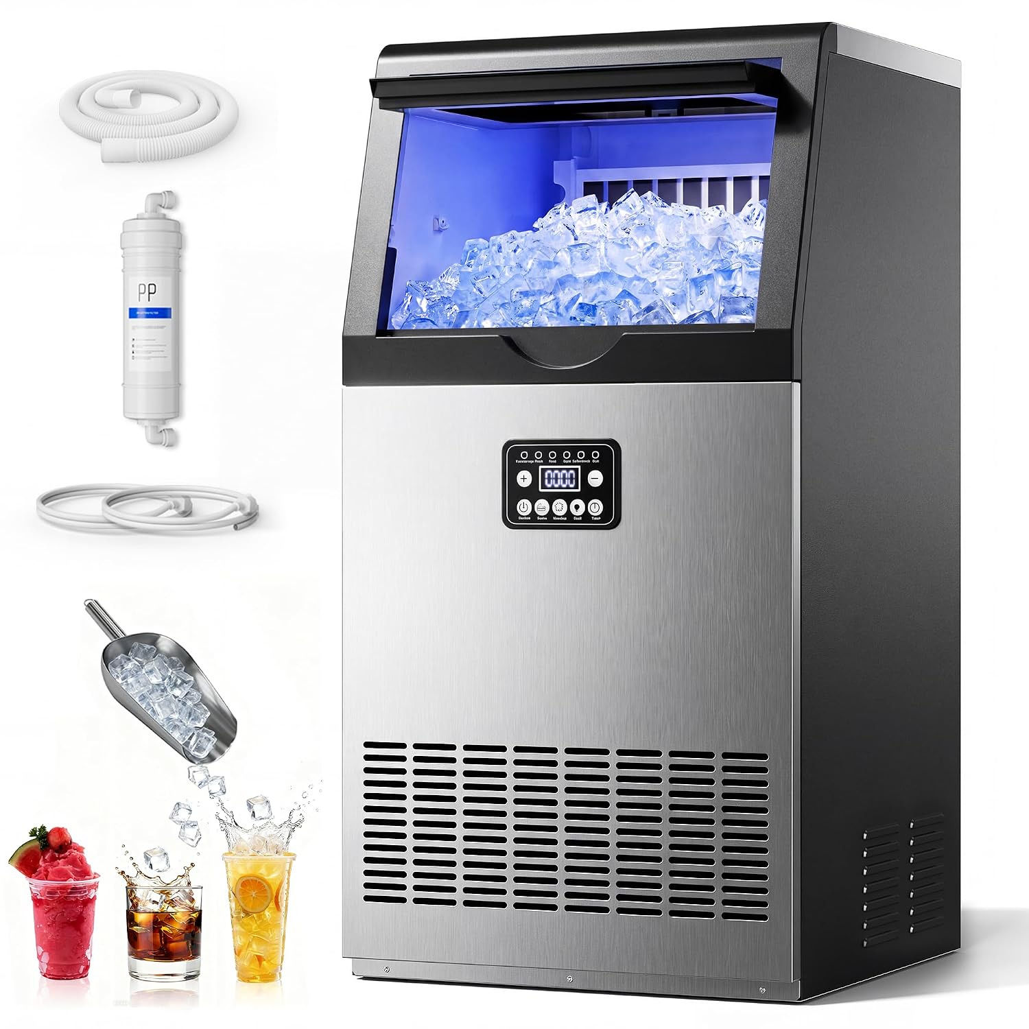 Detalle de Manastin CIM100-01 Commercial Ice Maker, 100 lb/24h, Under-Counter, Self-Cleaning