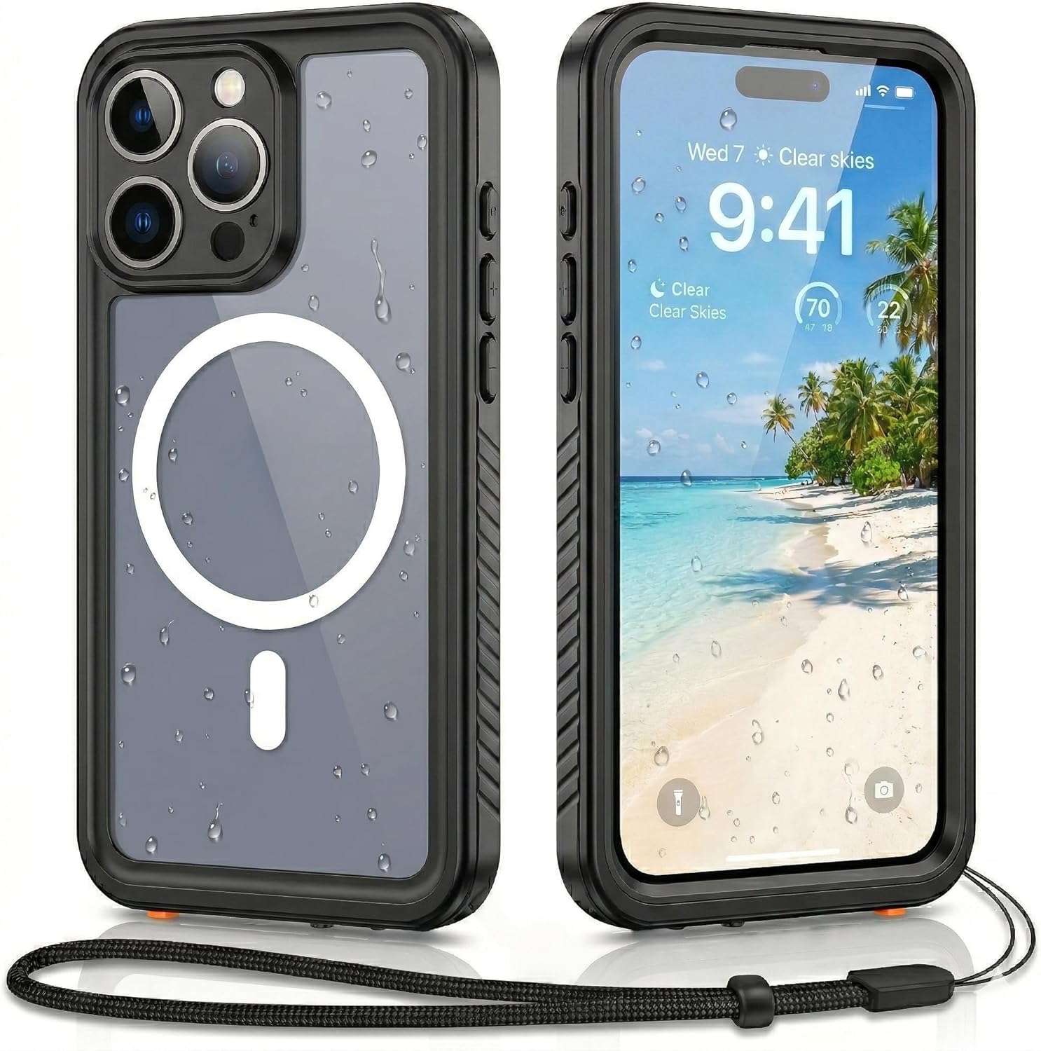 Thumbnail 6 de FYHCMC iPhone 16 waterproof case with MagSafe support (black, sealed 360° cover)