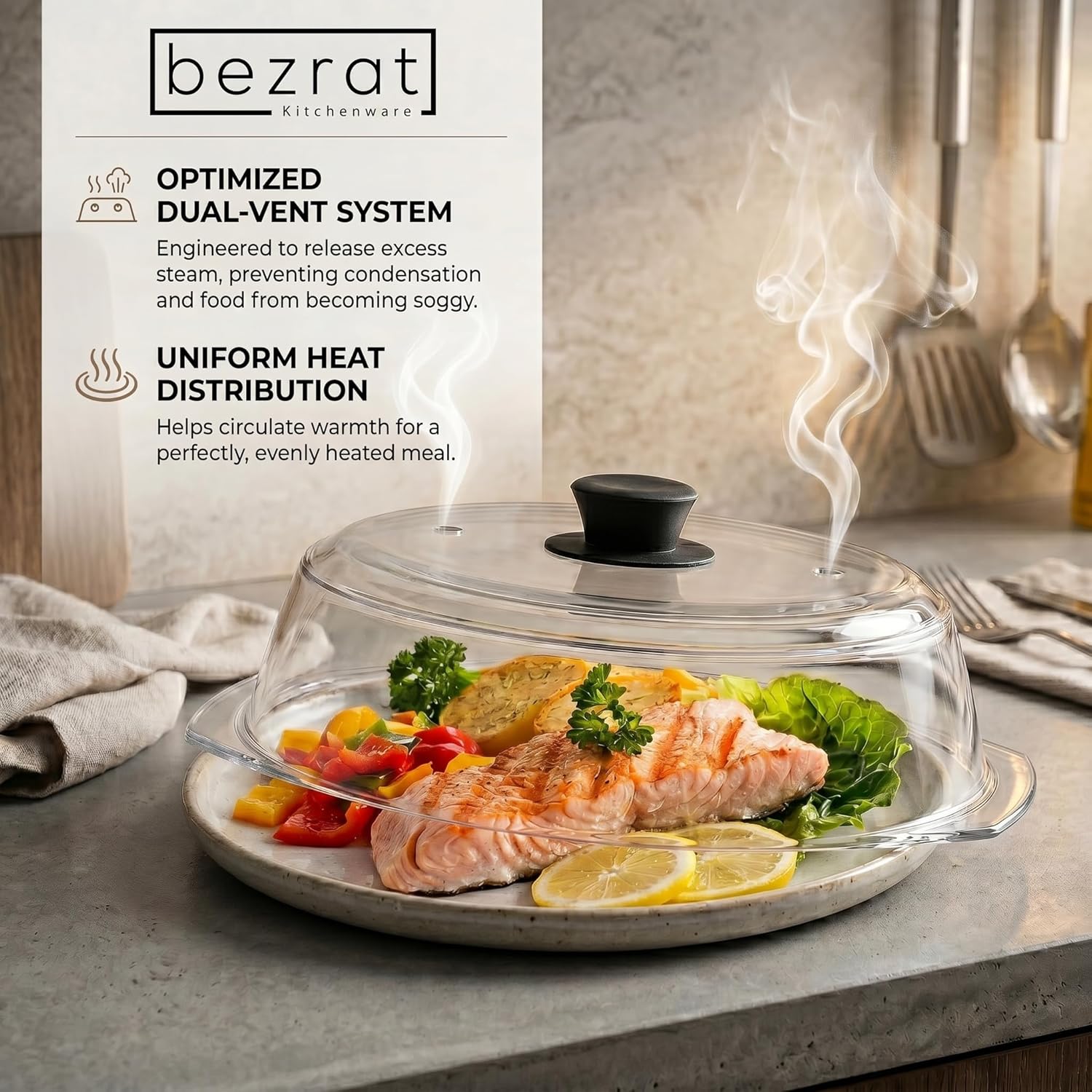 Thumbnail 5 de Bezrat Microwave Plate Cover 10 Inch 🍽
