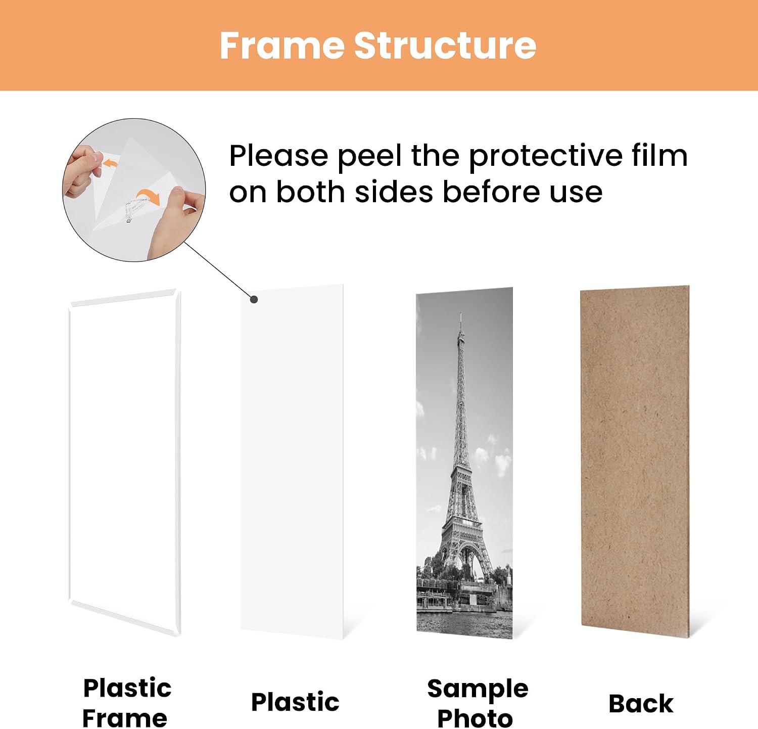 Detalle 1 de upsimples 24x36 Poster Frames, 3-Pack, White Plastic, Slide-In Assembly