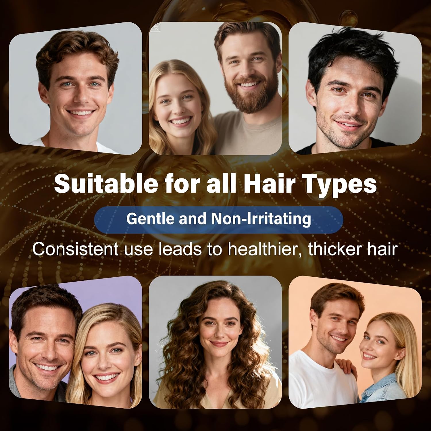 Detalle de 6 Pack 5% Minoxidil Hair & Beard Growth Serum with Sponge Applicator (Unscented, Biotin-Infused) — 2.7 fl oz x 6