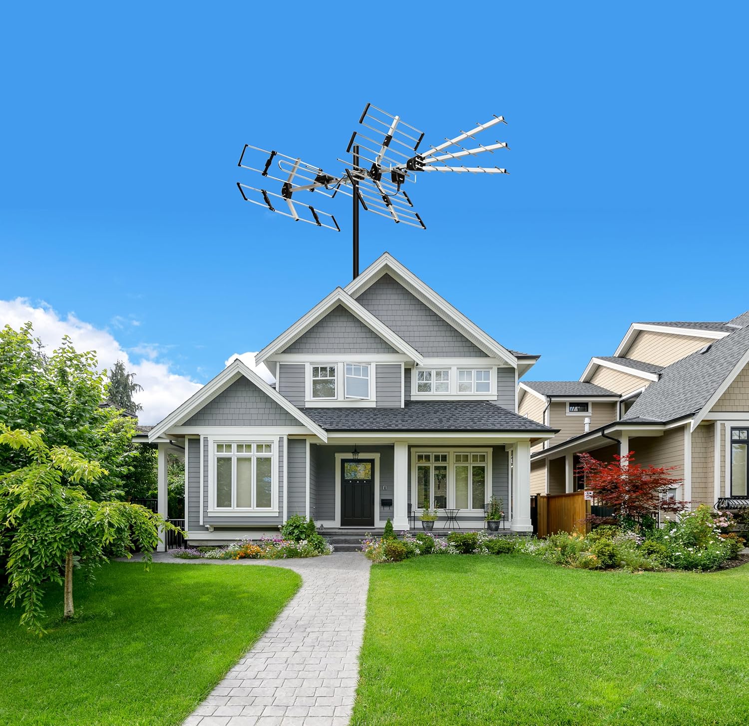 Detalle de Five Star Outdoor TV Antenna 200 Miles Long Range: Upgraded Yagi for HD VHF/UHF with ATSC 3.0 and 4K Broadcast