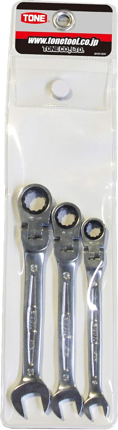 Detalle de トネ(TONE) RMF300 首振ラチェットめがねレンチセット 8・10・12mm
