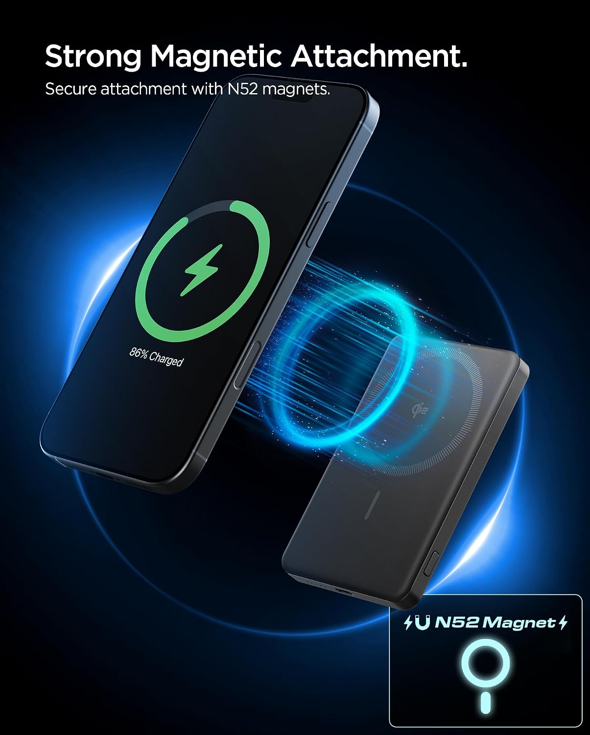 Detalle de Spigen Essential Qi2 Power Bank Wireless 5.000 mAh da 22,5W con MagSafe (Qi2) – Nero