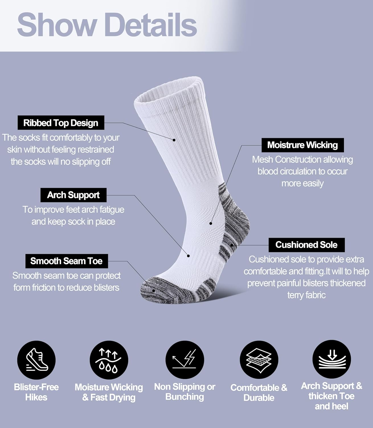 Detalle de DOSKONI Women's Compression Crew Socks