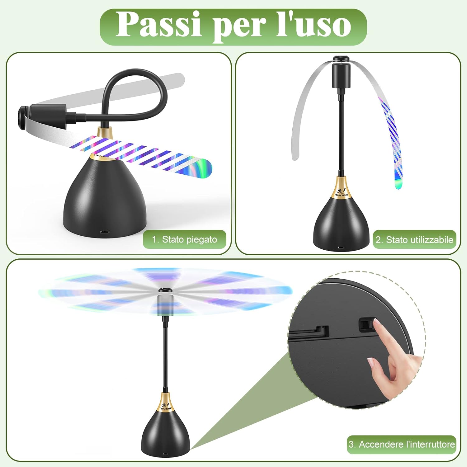 Thumbnail 6 de TMACTIME Repellente per Mosche: Ventilatore 2-in-1 portatile per esterni, 3 repellenti e funzione di appendimento