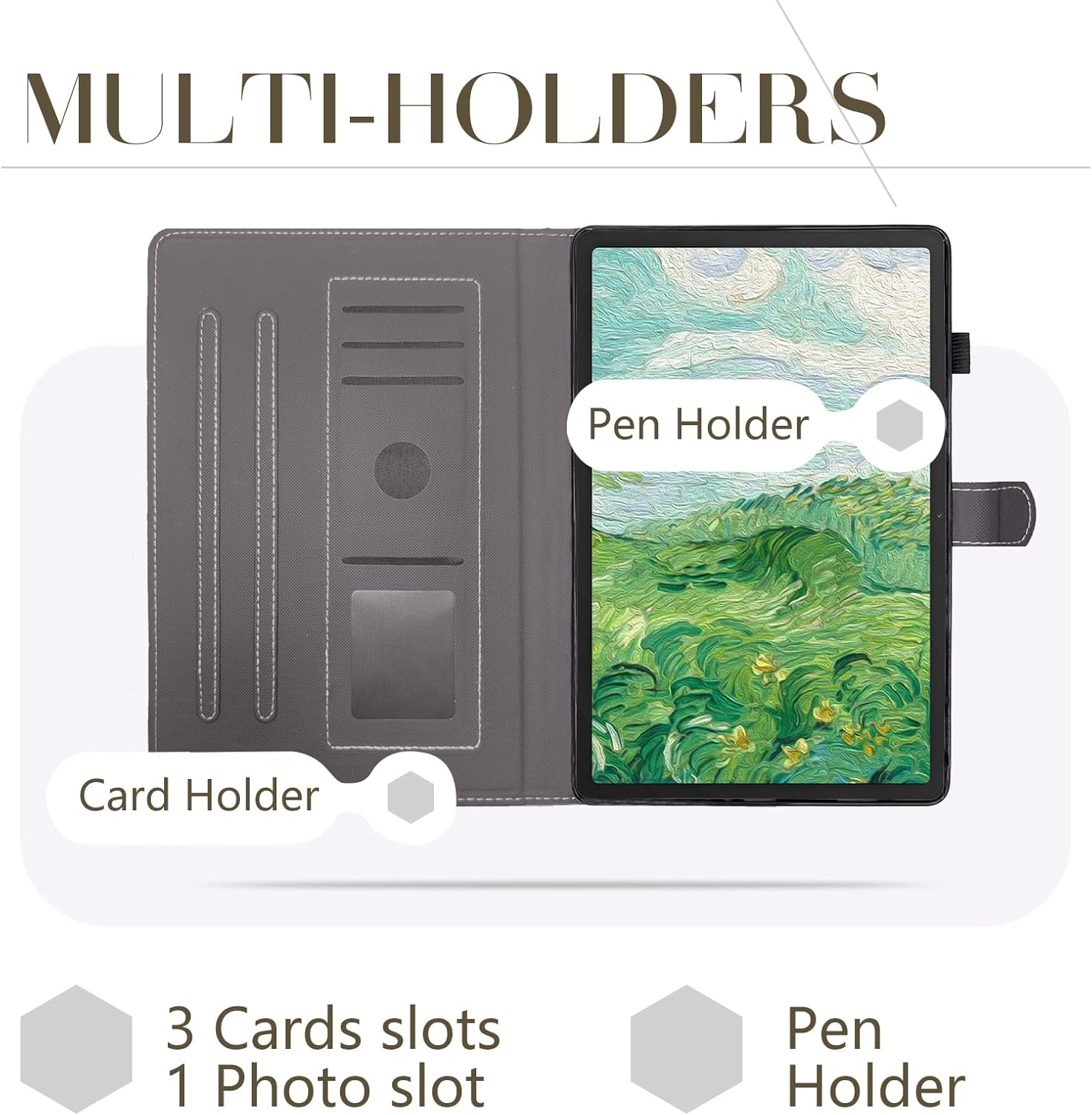 Thumbnail 3 de Bemoloon PU Tab Hülle für Samsung Galaxy Tab A 10.1 (2019) mit Ständer, Magnetverschluss & Kartenfach – farbiges Pferd