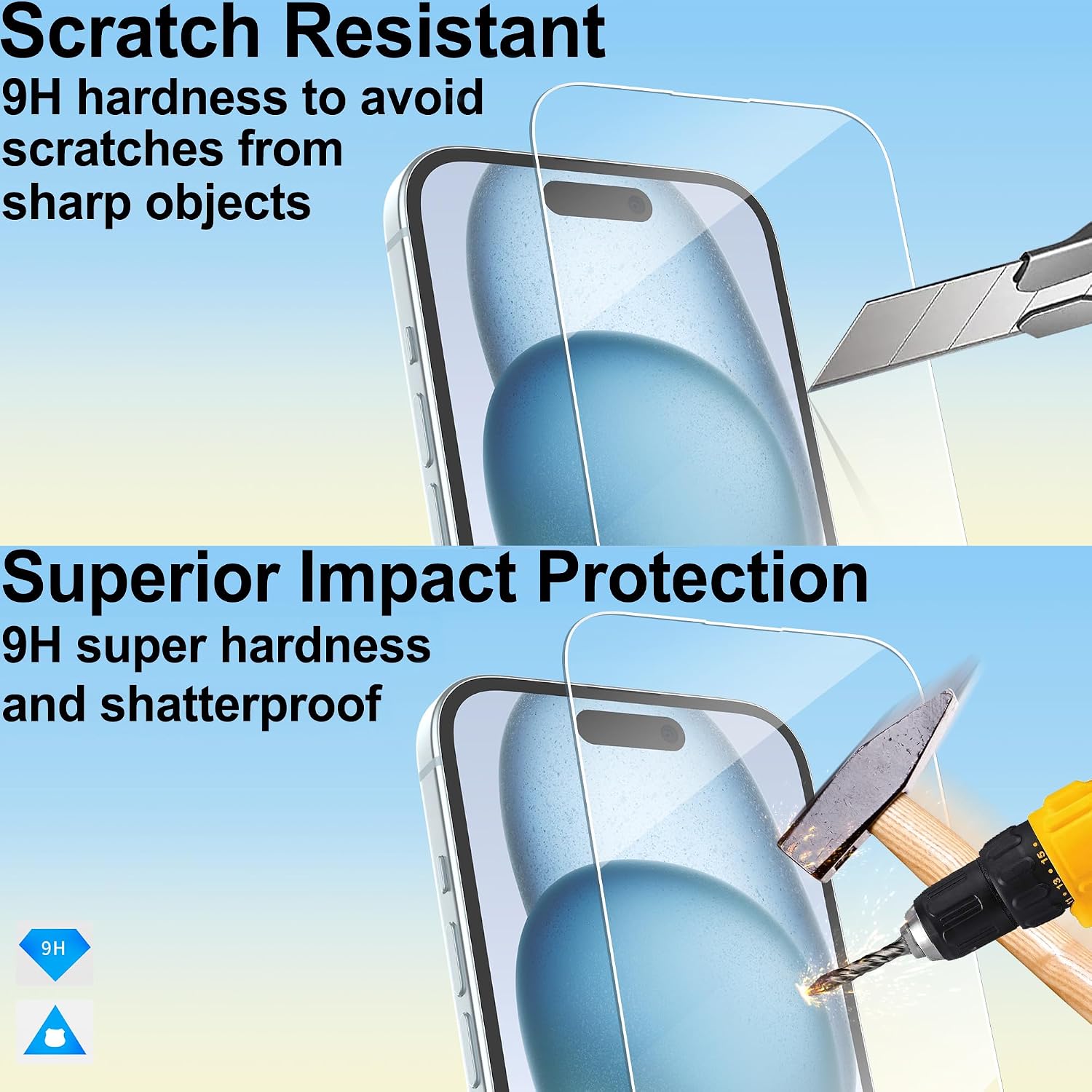 Thumbnail 3 de 4youquality 4‑in‑1 screen protector for iPhone 15