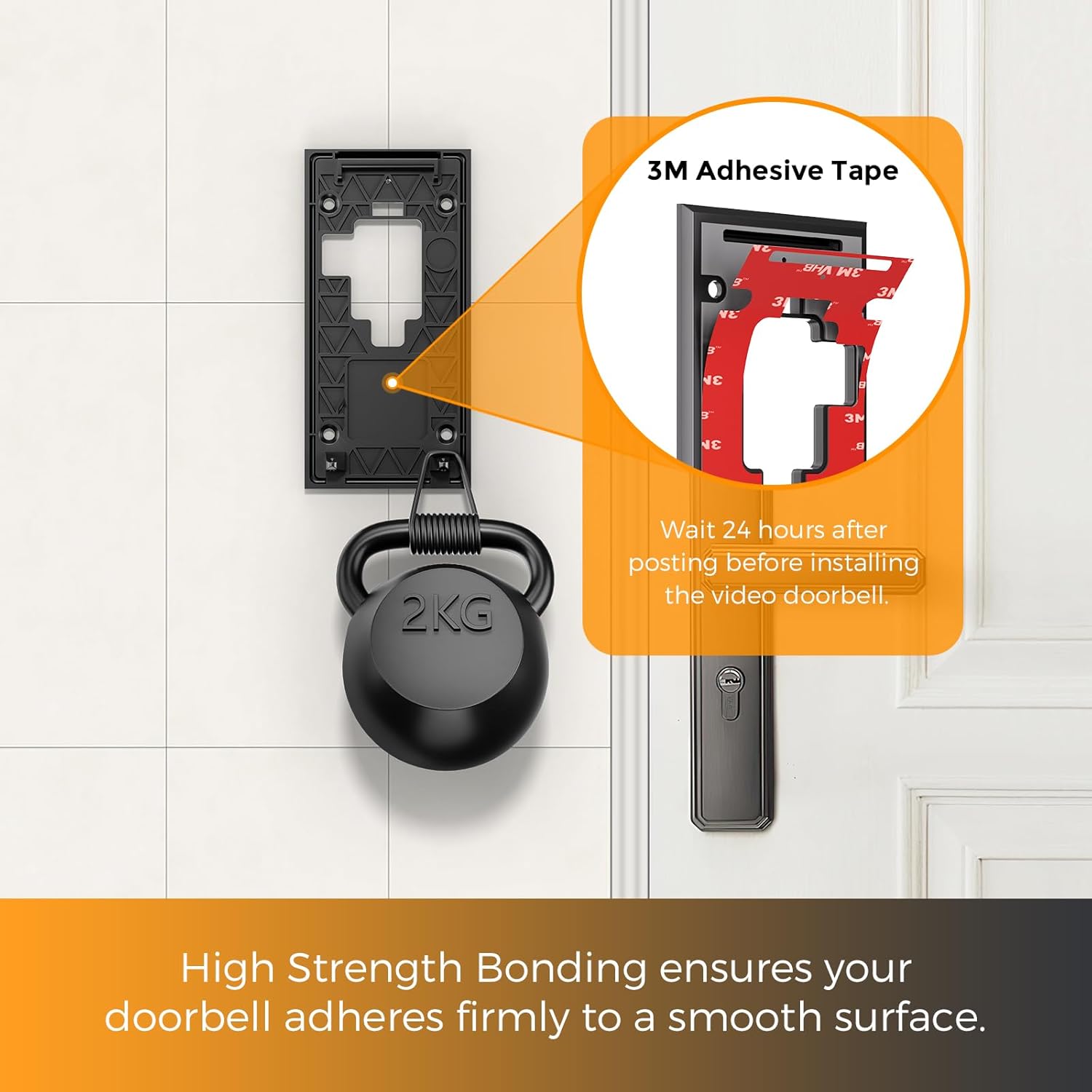 Thumbnail 3 de 2020 Doorbell Mount No Drill for Ring Video Doorbell 2nd Generation (2020 Release) – Adhesive Backplate & Bracket kit