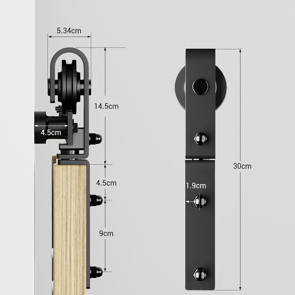 Detalle de WOLFBIRD 214CM/7FT Falttürbeschlag‑Set für 2‑Tür‑Schiebetüren – robustes DIY‑Kit