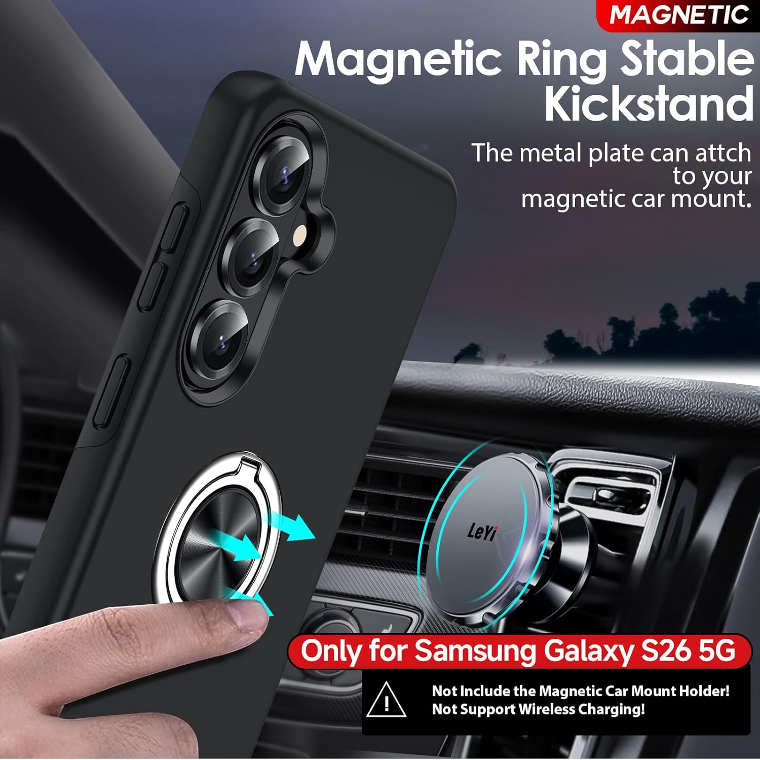 Thumbnail 4 de LeYi Galaxy S26 Case with 2 Tempered Glass Protectors and Invisible Ring Stand