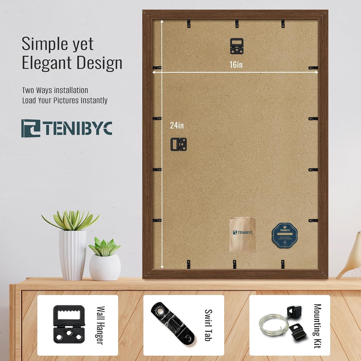 Detalle de TENIBYC 16x24 Wood Frame 4-Pack đź–Ľ