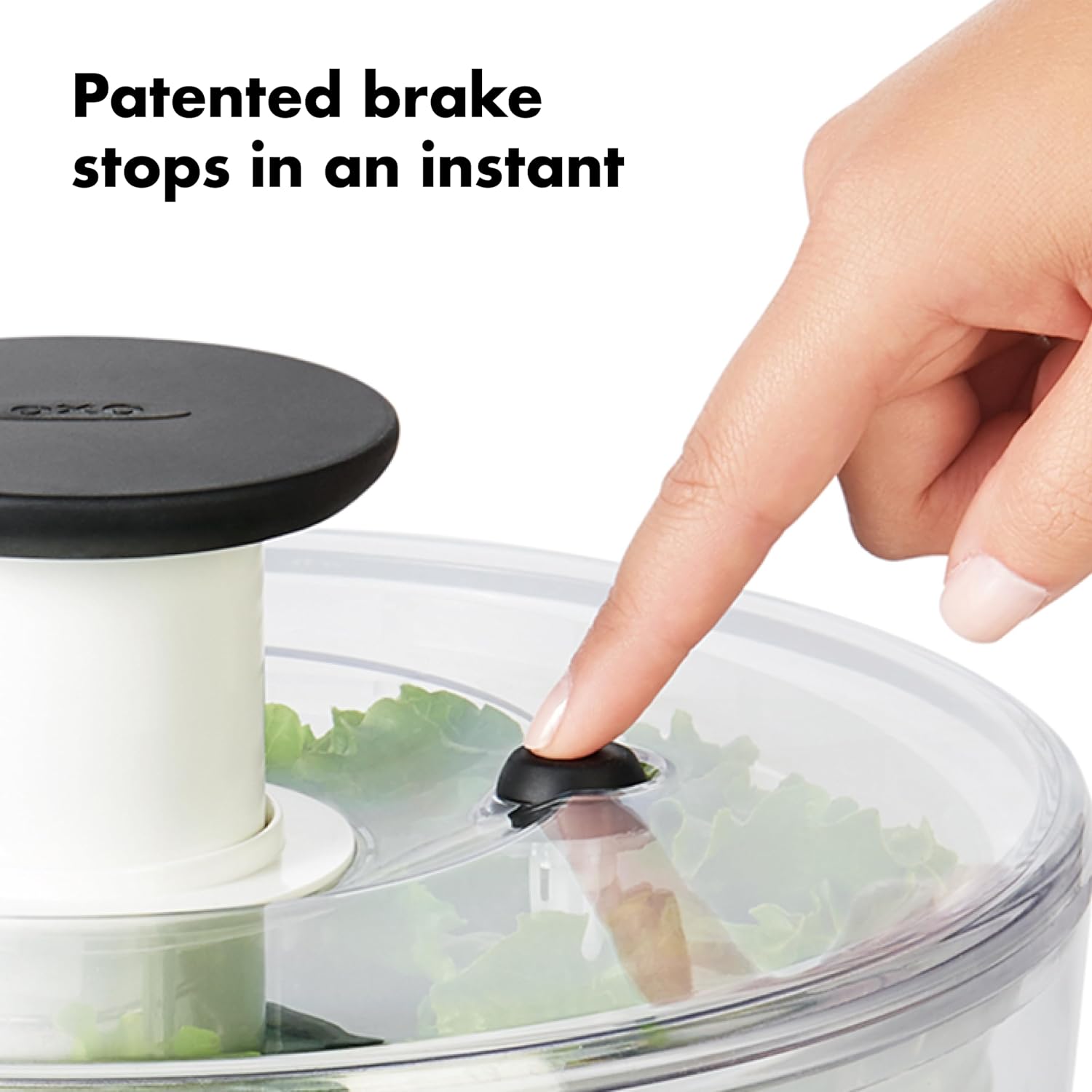 Detalle de OXO Good Grips Salatschleuder mit Sieb und Deckel – zum Waschen und Trocknen von Salat