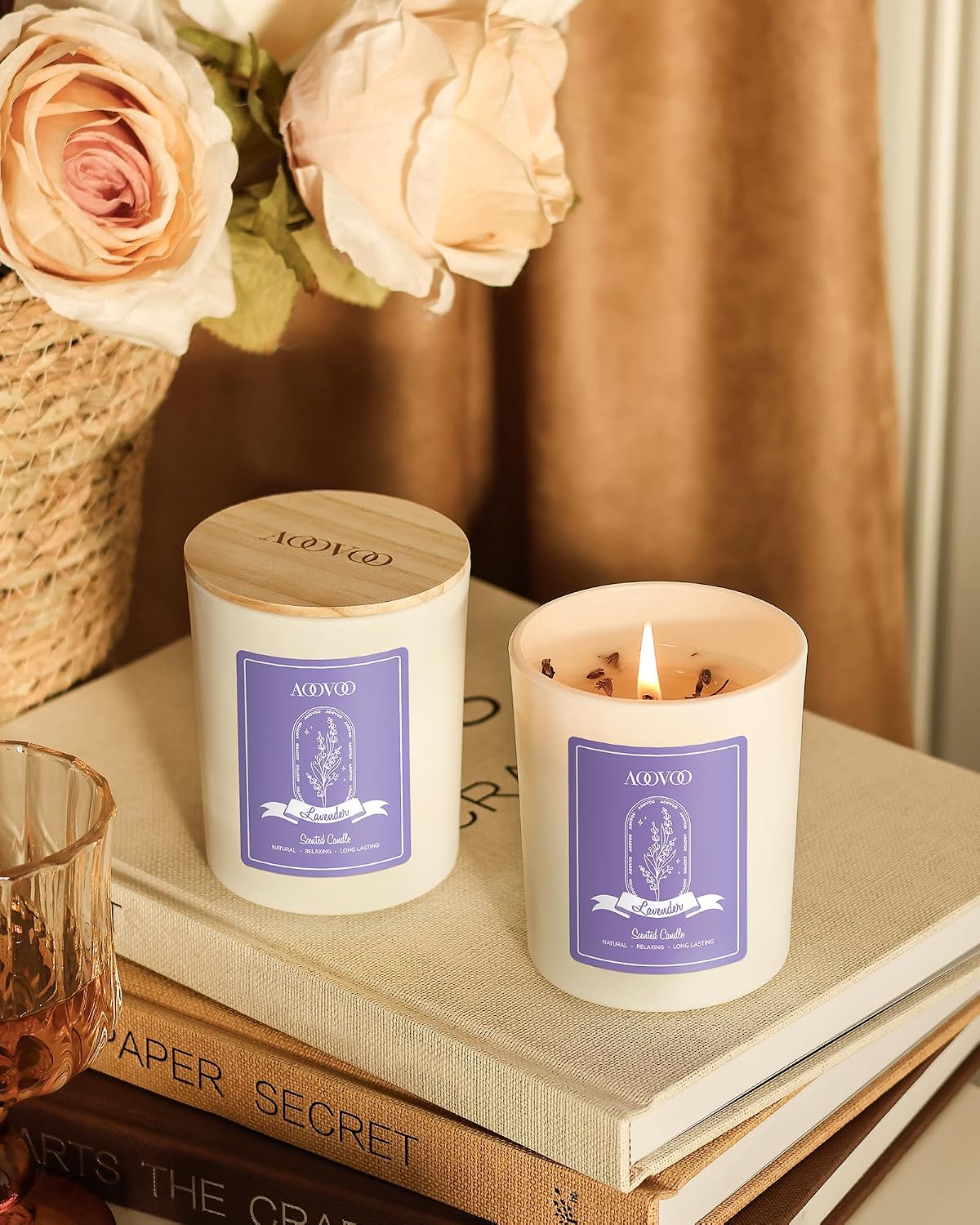 Detalle de AOOVOO Lavender Candle Set, 4-Pack