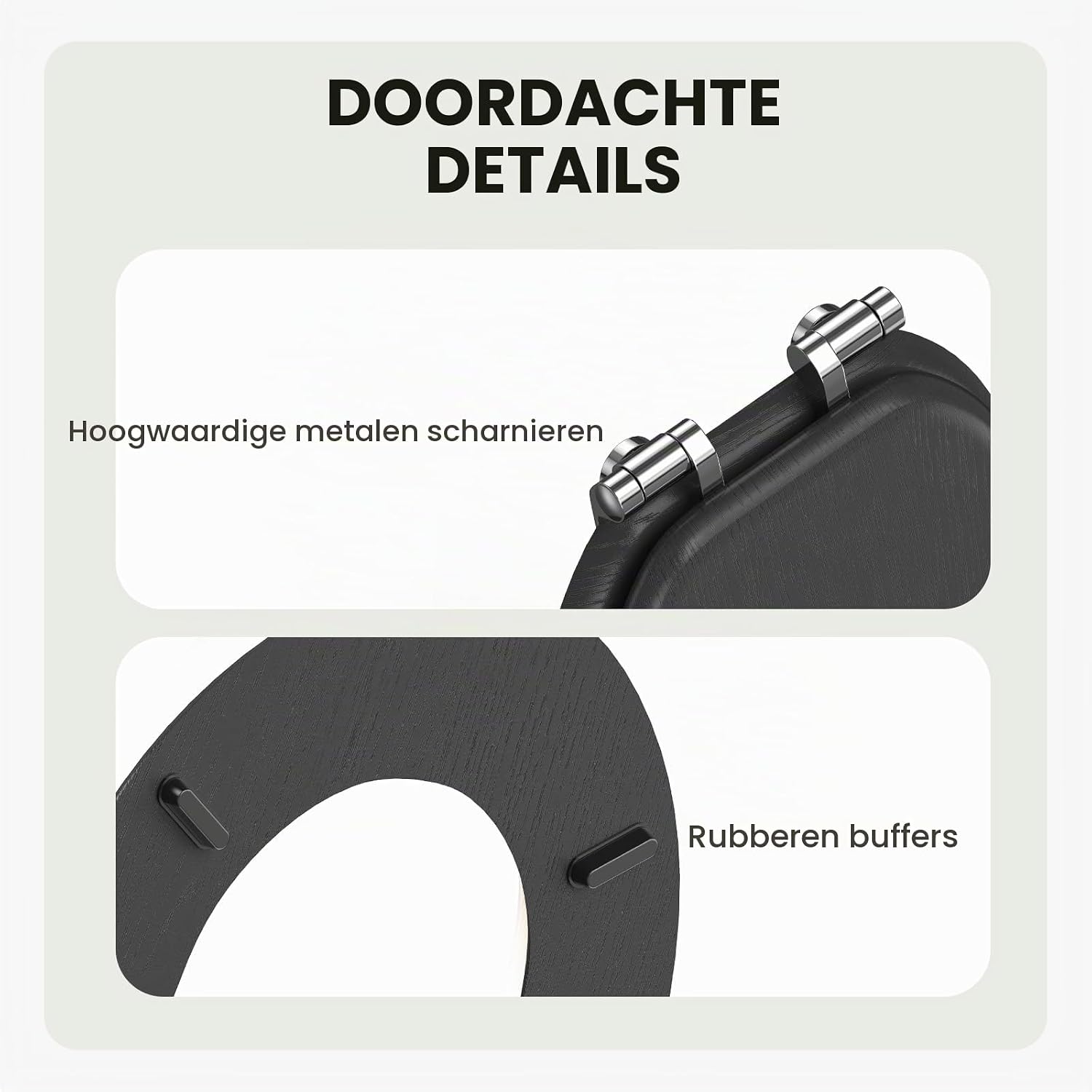 Detalle 2 de Pipishell PIBTC06 wc-bril met softclose, snelsluiting en zwart MDF