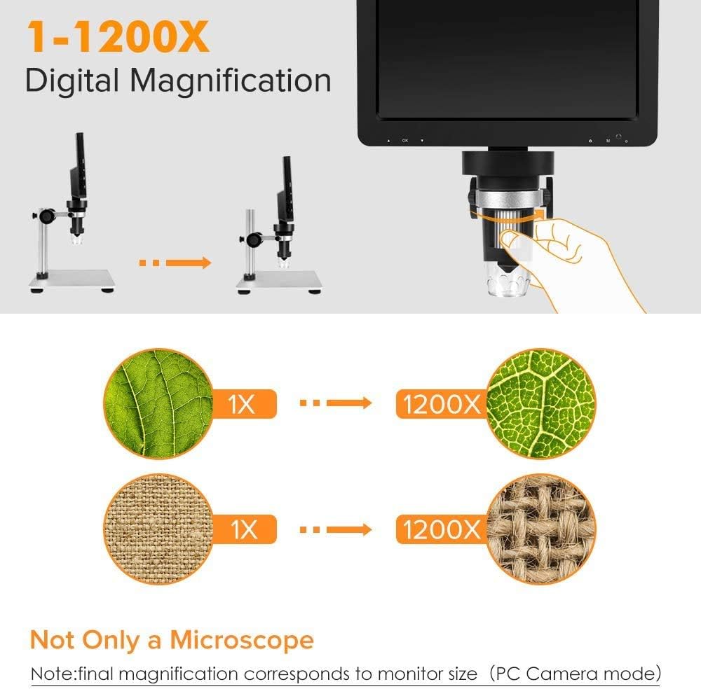 Thumbnail 5 de TOMLOV DM9 7" LCD Digital Microscope – 1200X, 12MP, 1080P Video, USB Scope