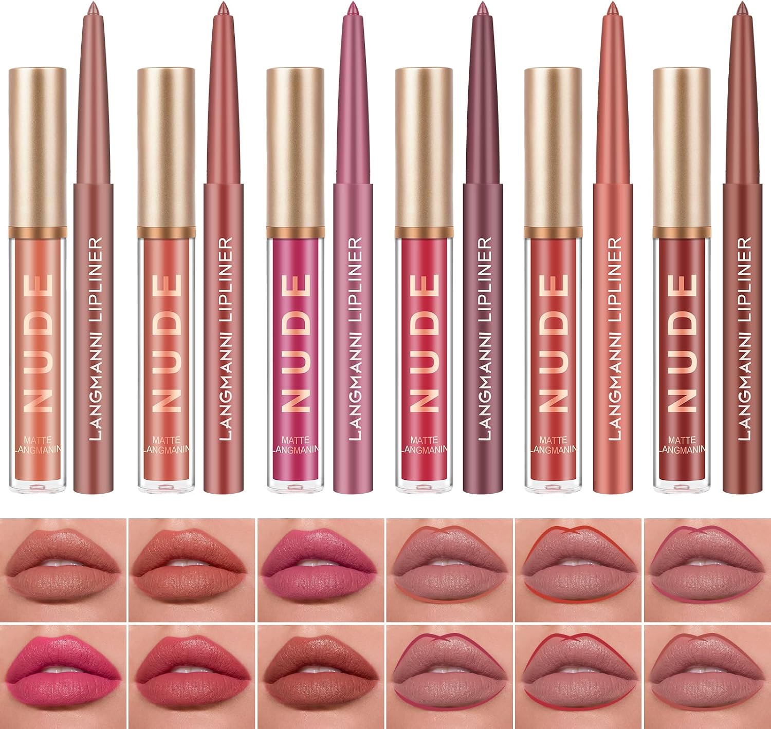 Detalle de LOPHE Rossetto Liquido 12 Pezzi – Kit Labbra Opaco a Lunga Durata (6 Lucidalabbra Liquid Matte + 6 Pencil Lip Liner)