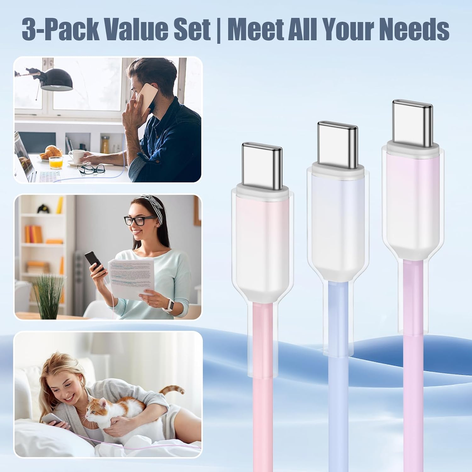 Thumbnail 4 de USB C Charger Cable 3ft 3-pack