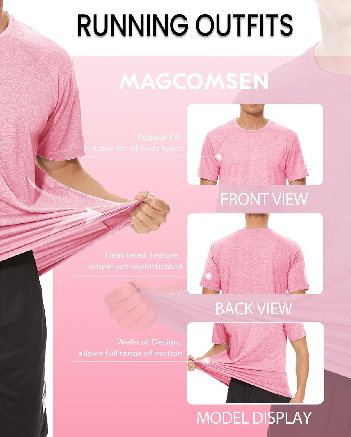 Thumbnail 6 de MAGCOMSEN Men's Running T-Shirts Short Sleeve – Quick-Dry, Lightweight, Moisture-Wicking Top