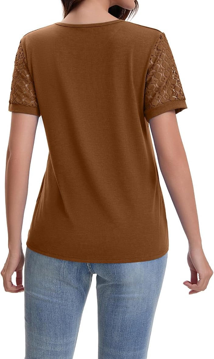 Detalle de Suncife T-shirt habillé à manches courtes en dentelle pour femme