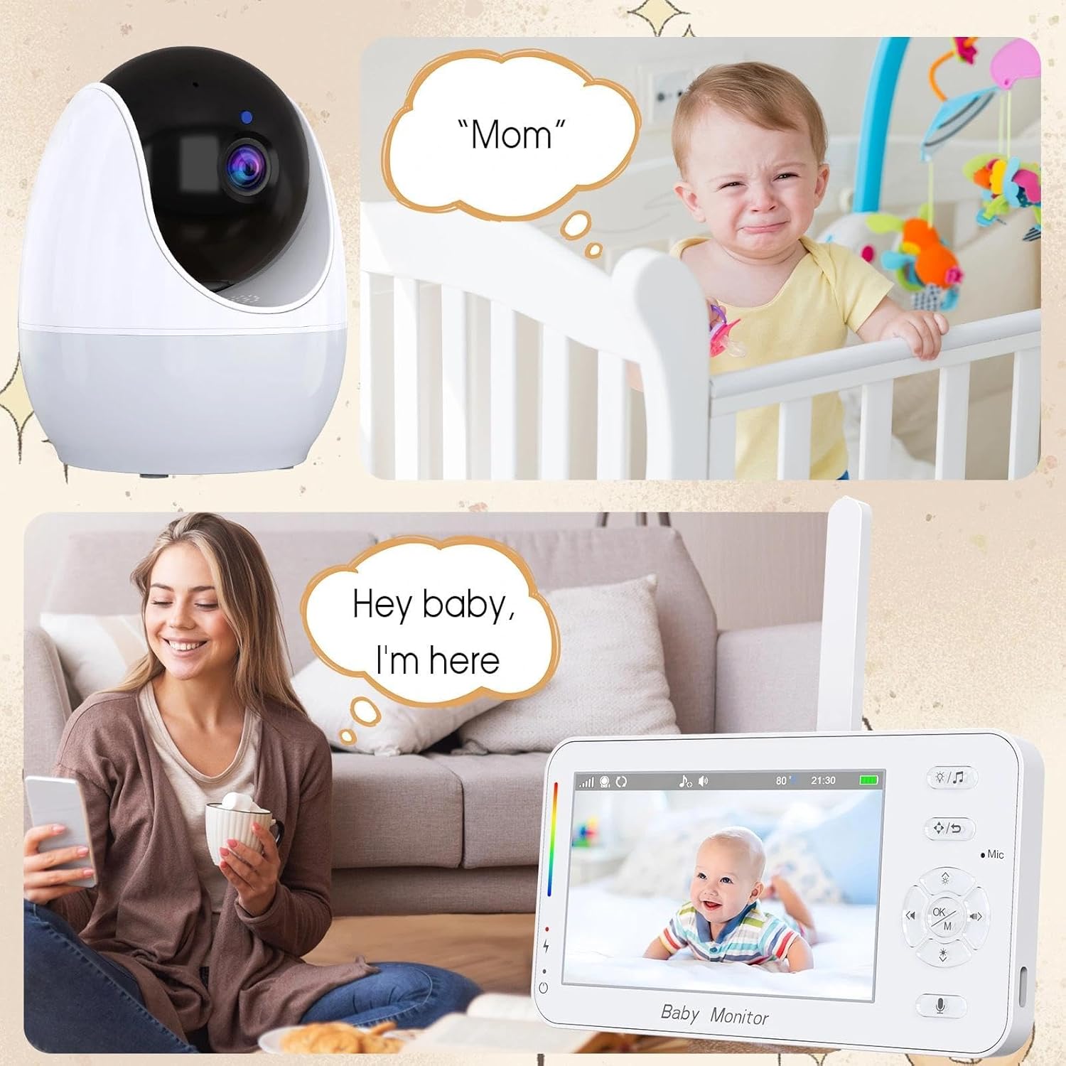 Thumbnail 6 de TOTSUN Baby Monitor Camera 1080P with App & Screen Control