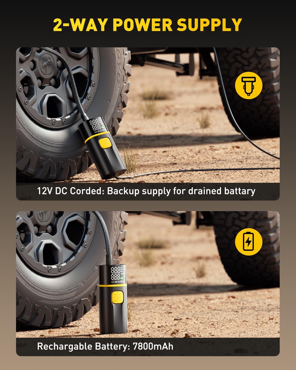 Thumbnail 3 de AUXITO AS1 Pro Portable Tire Inflator (150 PSI) with Digital Gauge and Dual-Cylinder Air Compressor