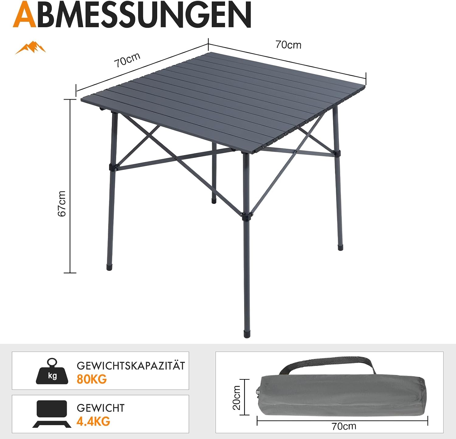 Thumbnail 1 de PORTAL klappbarer Campingtisch aus Aluminium – faltbar, tragbar mit Tragetasche