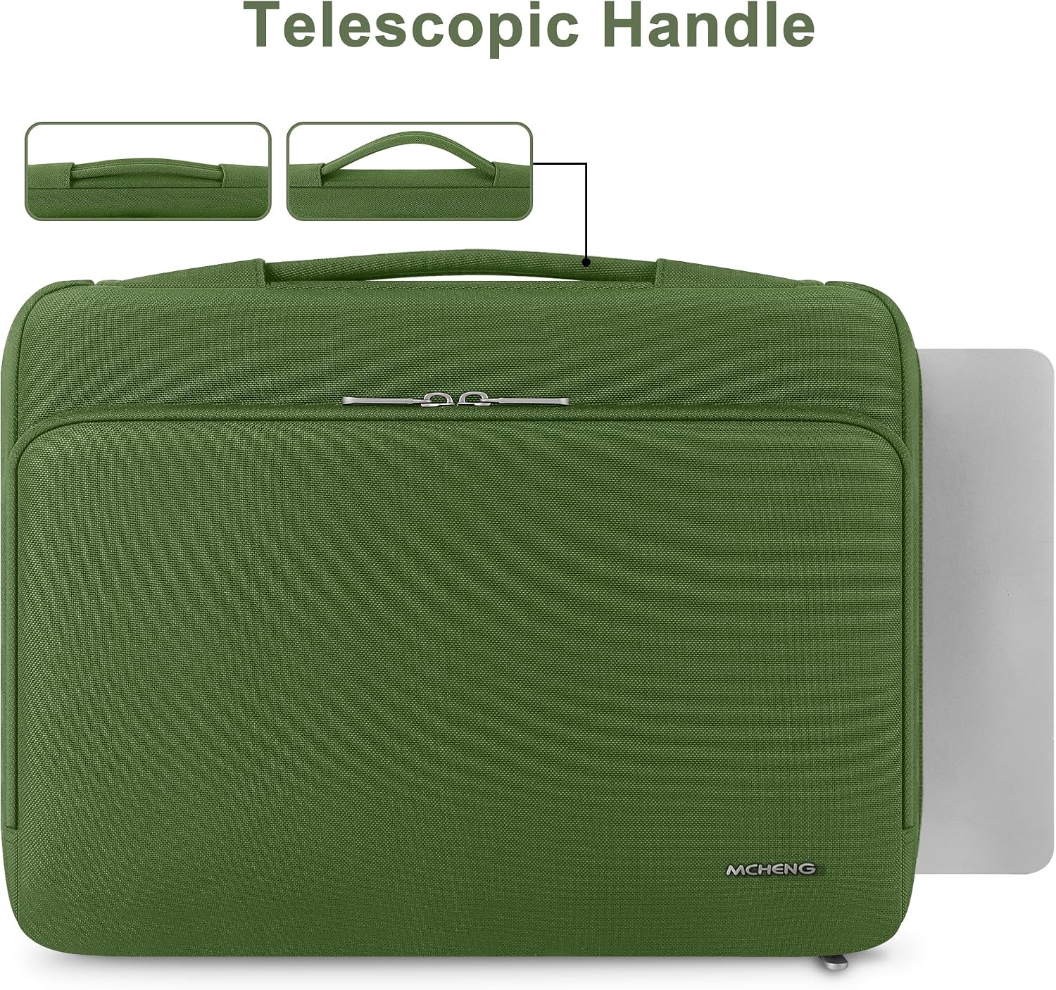 Detalle de MCHENG Laptoptasche für 14 Zoll mit Rundum-Schutz, ausziehbarem Tragegriff und wasserabweisendem Material (grün)