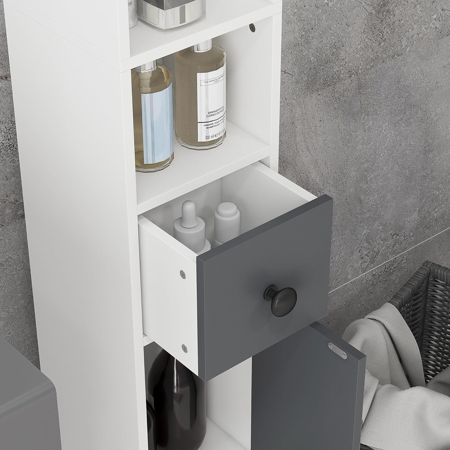 Thumbnail 6 de kleankin Armoire colonne Salle de Bain – 20 x 20 x 180 cm, gris