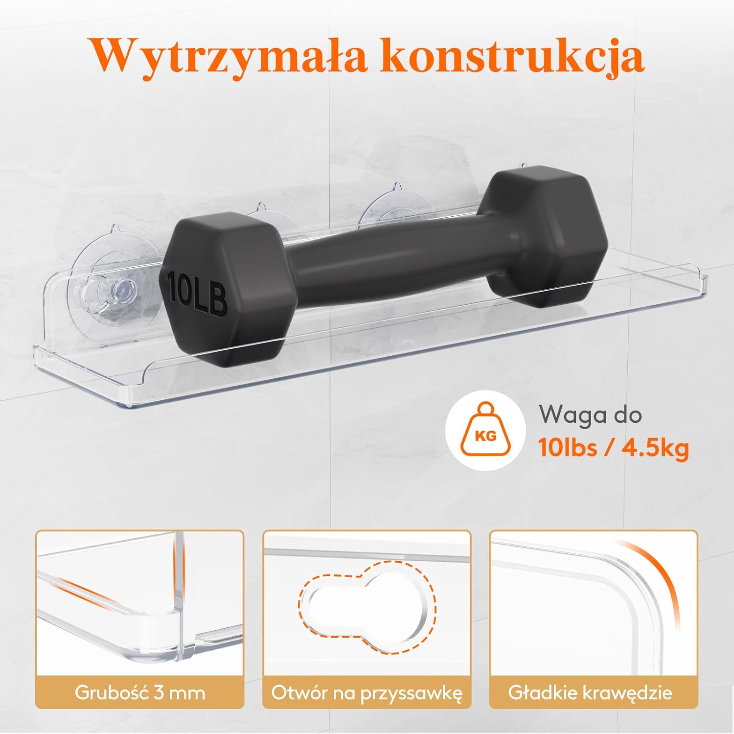 Detalle de Lifewit 24126 – przezroczysta półka okienna na rośliny 15 cali z przyssawkami