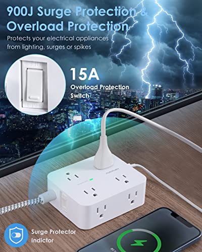 Thumbnail 5 de HANYCONY 6Ft Surge Protector with 8 Outlets and 4 USB Ports ⚡