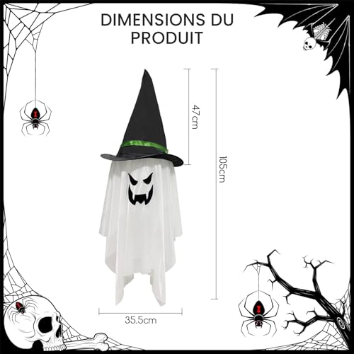Thumbnail 2 de Décorations d'Halloween à suspendre fantôme lumineux et chapeau de magicien – Jsdoin pour jardin et porte