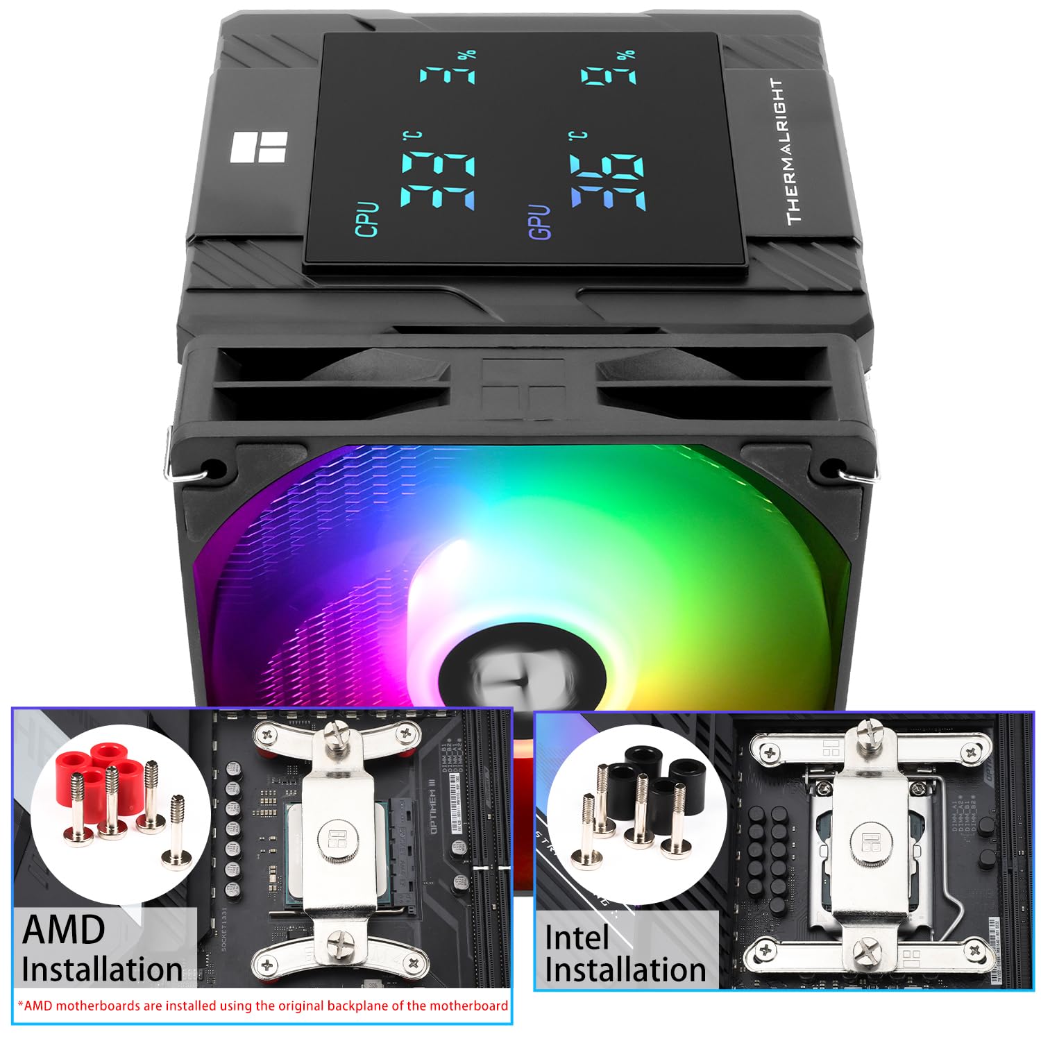 Detalle 2 de Thermalright TR Peerless Assassin 120 Digital ARGB air cooler with digital display (Dual 120mm, LGA 1700/AM5)