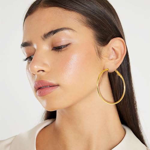 Thumbnail 6 de Sweetkiki 4 Paar Ohrringe Großes Gold Creolen Set – 14k vergoldet, 316L Edelstahl, hypoallergen, 30–70 mm
