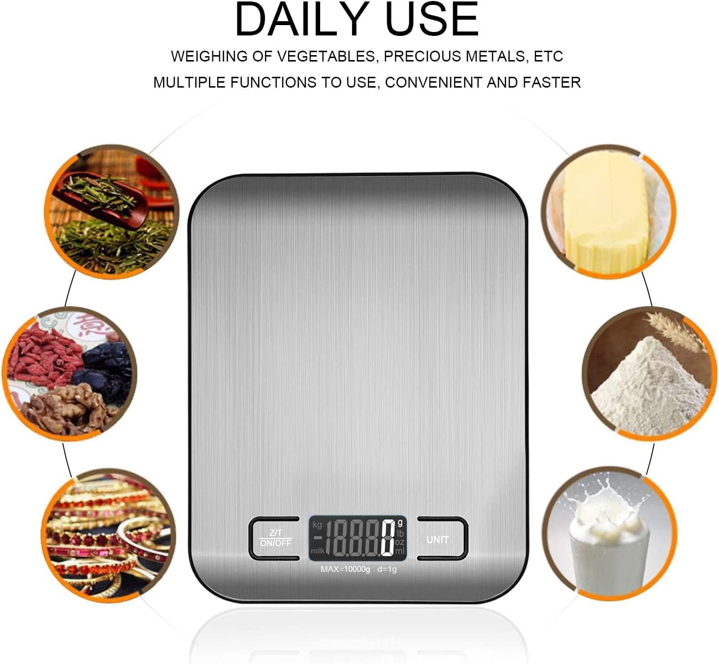 Thumbnail 4 de Bilancia da Cucina Digitale 10 kg in Acciaio Inox – Tara, Display LCD, Elegante e Ultra Sottile