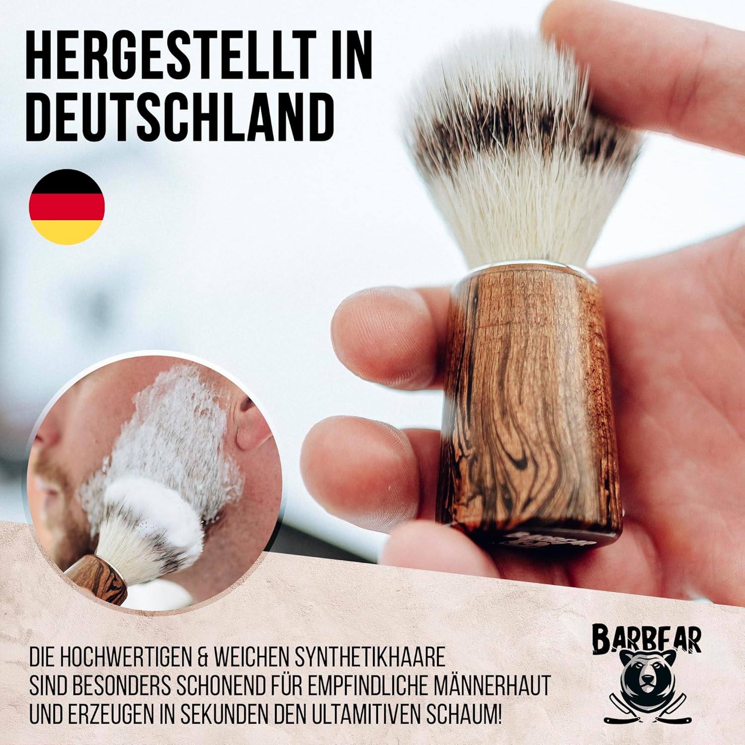 Thumbnail 1 de Barbear Rasierpinsel aus Deutschland – extra pflegeleichte, weiche Borsten & komfortabler Griff