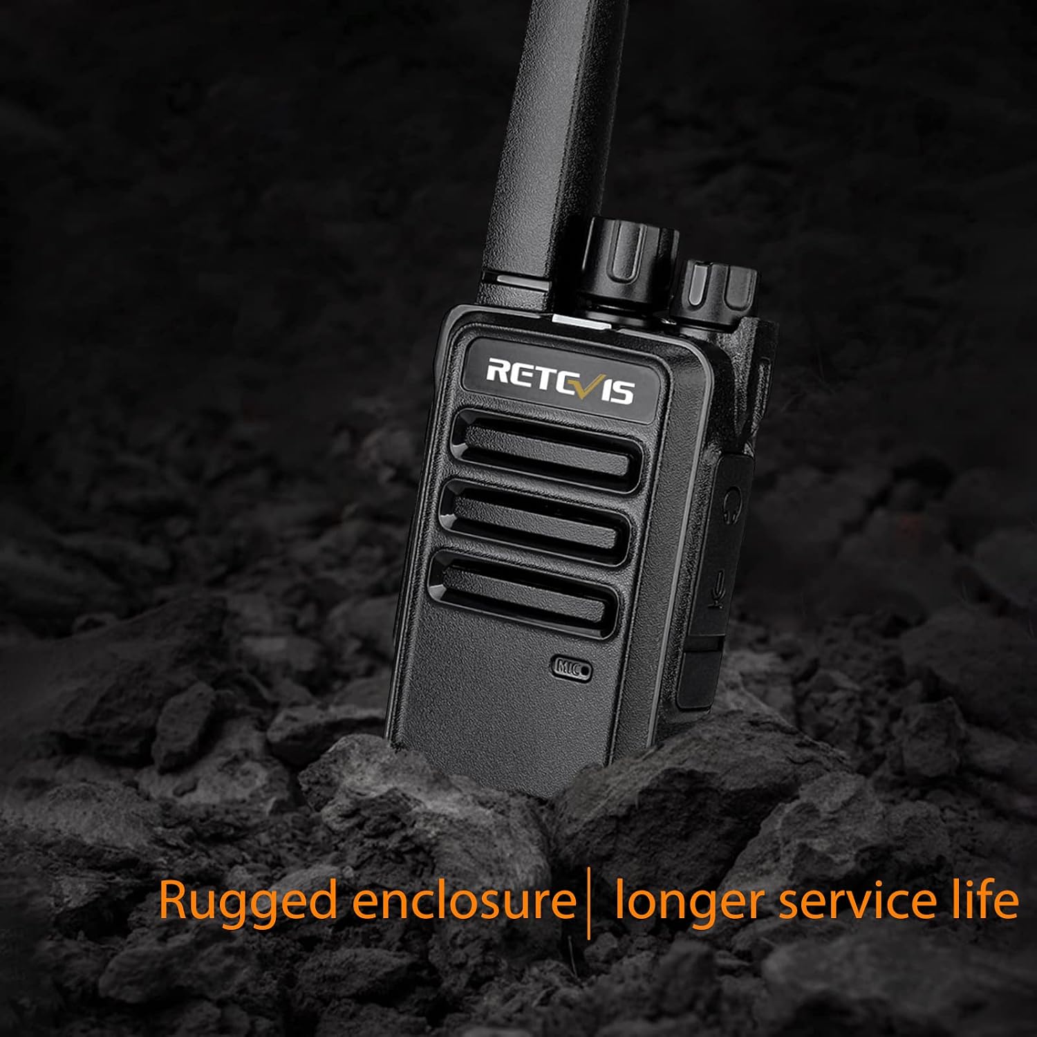 Detalle de Retevis RT68 Two-Way Radios with Earpiece (6 Pack) – Heavy-Duty, Long-Range, USB Charging Base