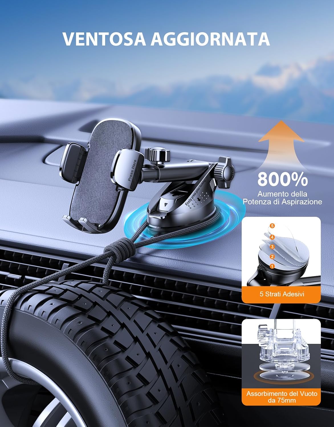 Detalle 2 de Mohard Porta Cellulare Auto supporto universale 4–7"