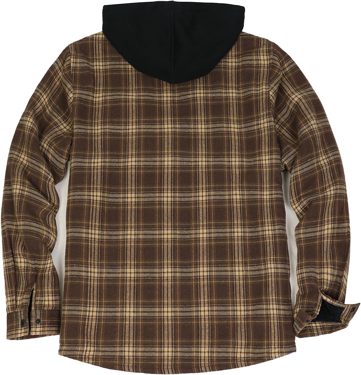 Detalle de ZENTHACE Men's Sherpa-Lined Plaid Shirt Jacket with Hood and Full Zip
