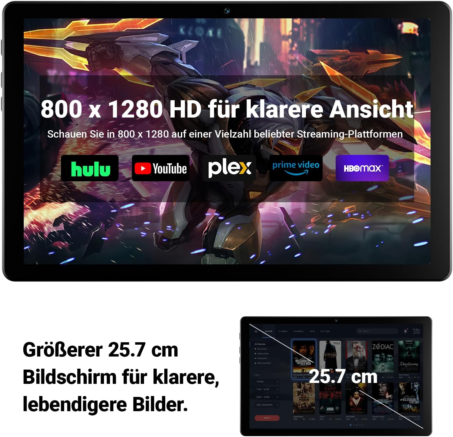 Detalle de Laptok Tablet 10 Zoll – Android 16, 24GB RAM, 64GB ROM, Erweiterbar bis 1TB