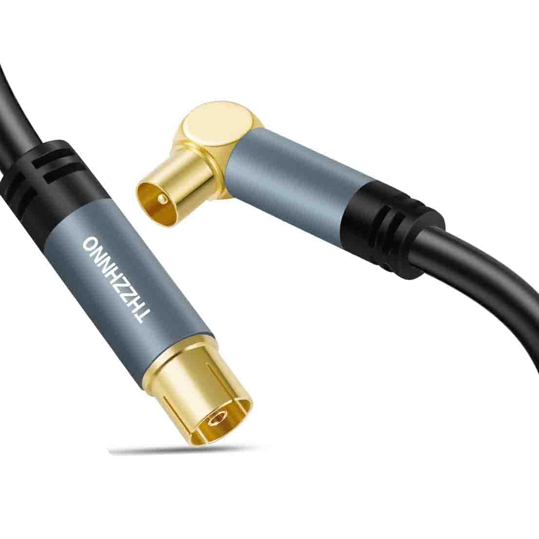 Detalle de Thzzhnno TV Aerial RG6 Coaxial Cable Right Angle 2M: 90 Degree Male to Straight Female