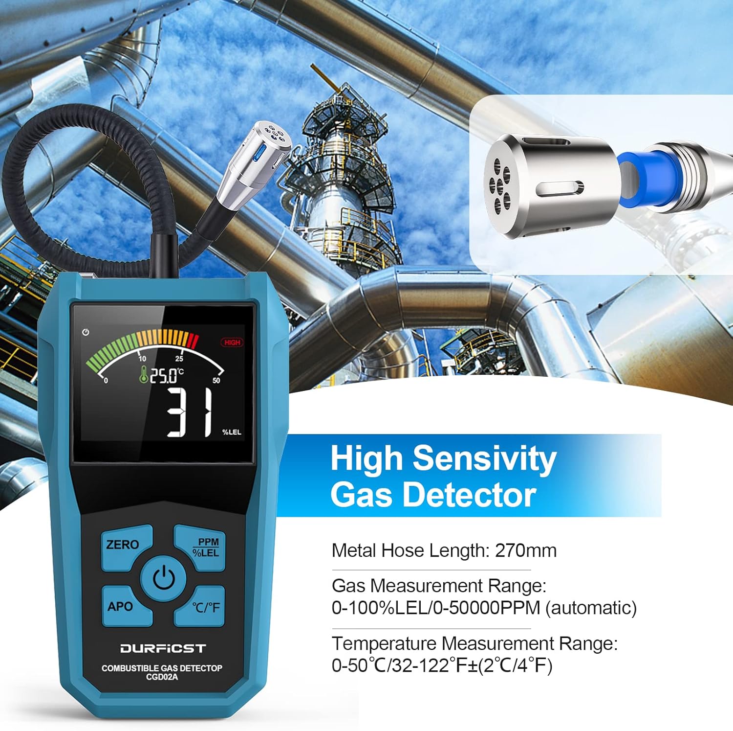 Thumbnail 2 de Rilevatore Gas DURFICST portatile per metano e altri gas combustibili con allarme sonoro