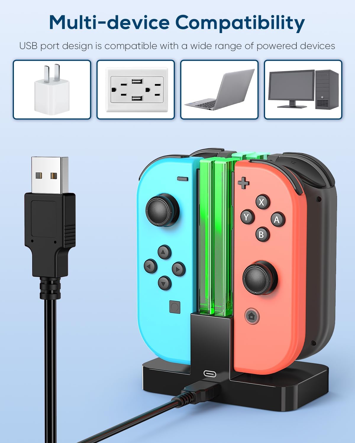 Thumbnail 5 de FYOUNG Switch Controller Ladestation Kompatibel mit Nintendo Switch1 / OLED Joy Con, Quad Switch Ladestation Zubehör Charger für Joycon Kontroller Ladegerät mit USB C Ladekabel - Schwarz
FYOUNG Switch Controller Ladestation Kompatibel m…