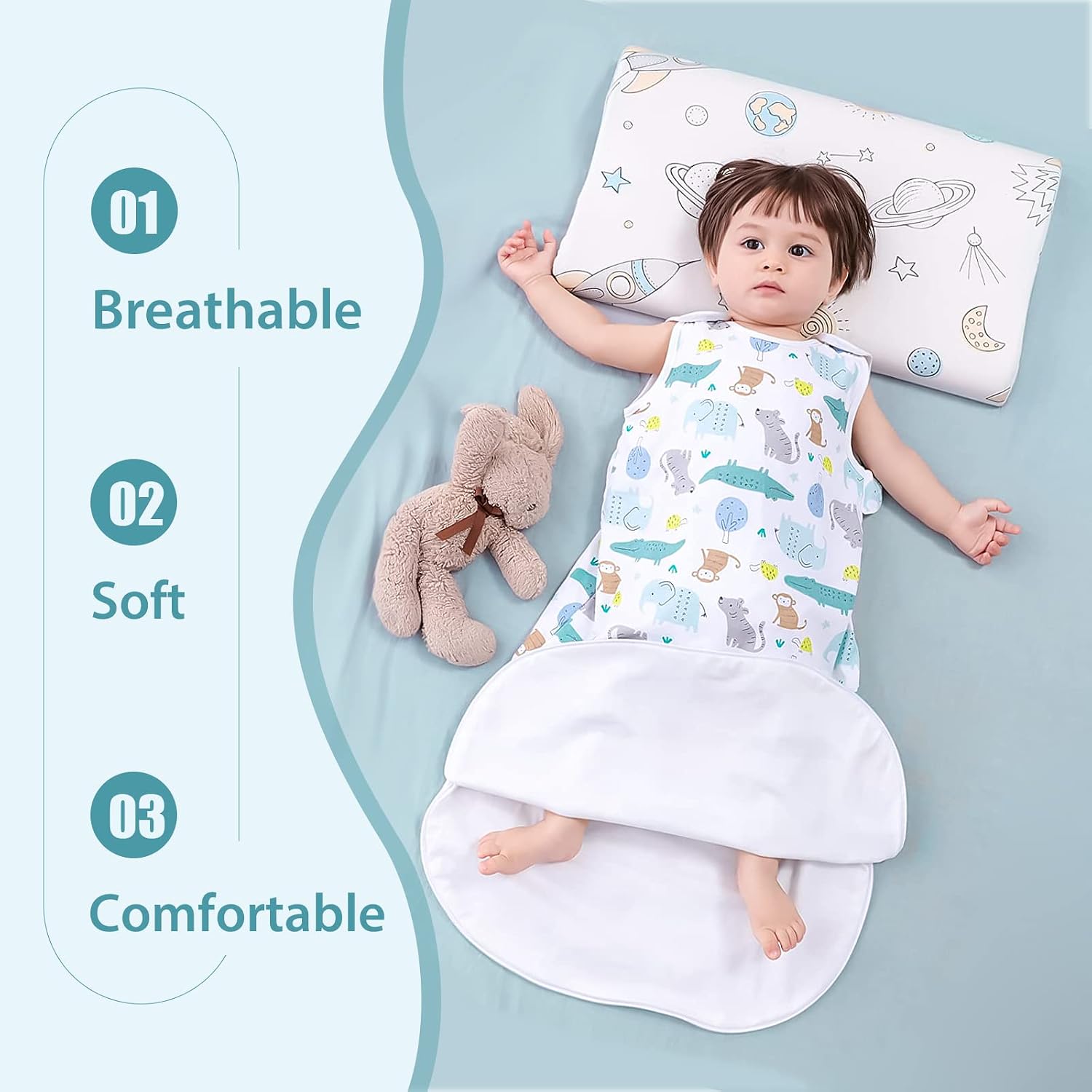Detalle 2 de Mosebears Saco de Dormir Bebé Verano 🌙 12-18 Meses
